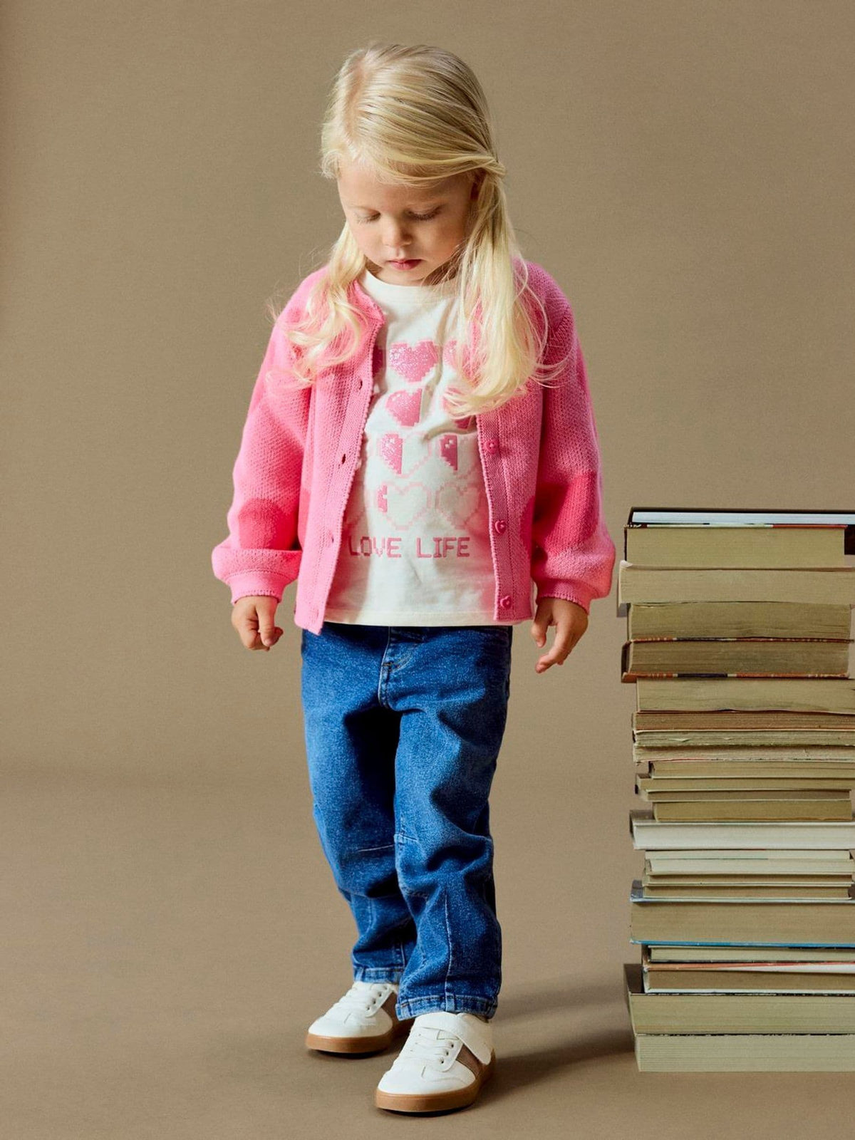 Name It Pink Heart Pattern Long Sleeve Cardigan - image 3