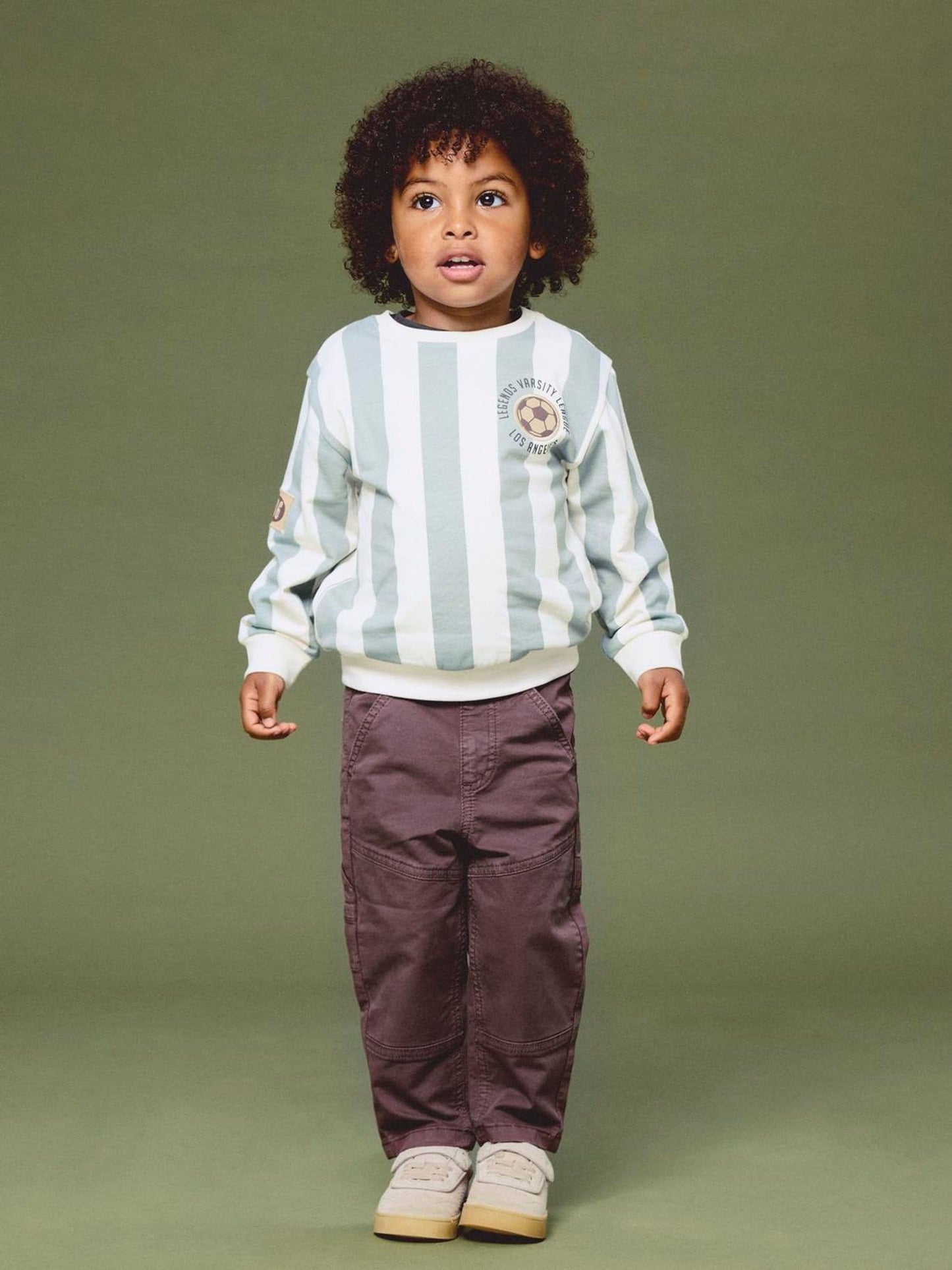 Dsiney Kidz - Name It Green Striped Football Sweatshirt image 1