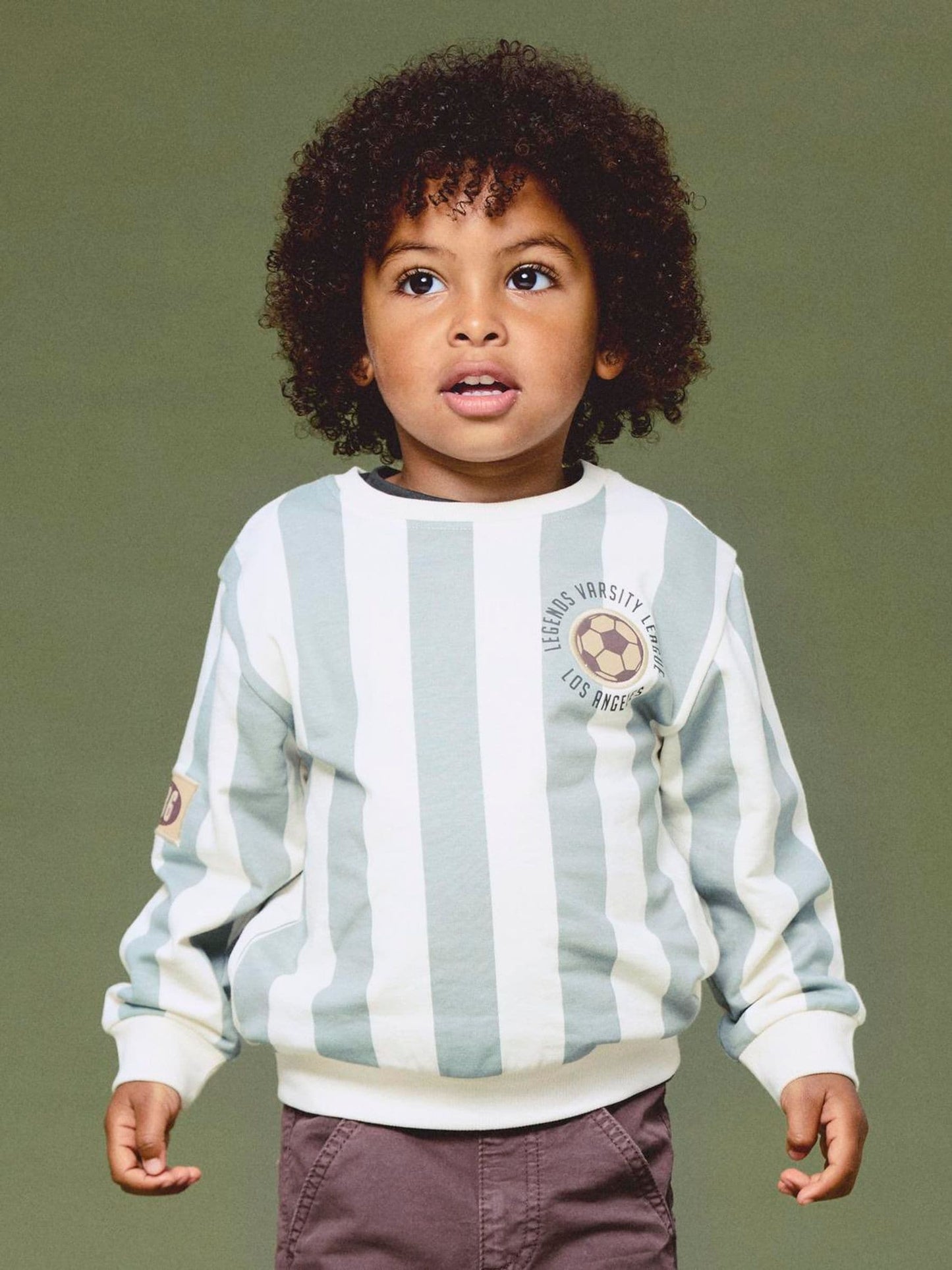 Dsiney Kidz - Name It Green Striped Football Sweatshirt image 2