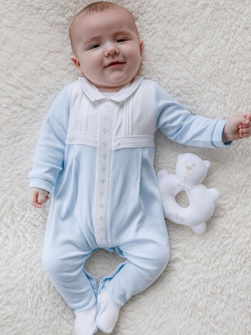 Dsiney Kidz - Emile Et Rose Blue Matthew - All-In-One With Pleated Yoke & Embroidery image 1