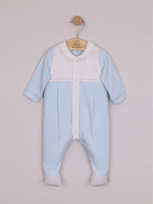 Dsiney Kidz - Emile Et Rose Blue Matthew - All-In-One With Pleated Yoke & Embroidery image 2