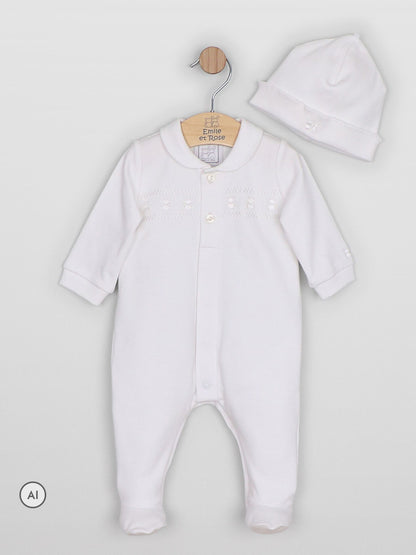 Dsiney Kidz - Emile Et Rose White Jesse - Front Opening All In One with teddy embroidery & Hat image 2