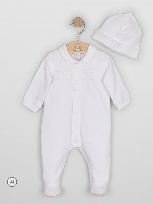 Dsiney Kidz - Emile Et Rose White Jesse - Front Opening All In One with teddy embroidery & Hat image 2
