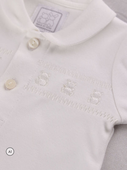 Dsiney Kidz - Emile Et Rose White Jesse - Front Opening All In One with teddy embroidery & Hat image 4