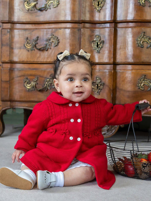 Dsiney Kidz - Emile Et Rose Red Melinda - Knitted Padded Jacket With Cable Pattern, Bows & Hat image 1