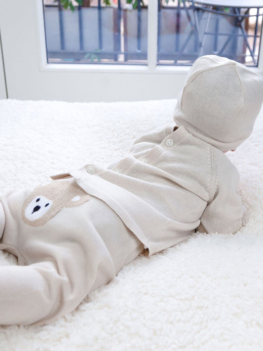 Dsiney Kidz - Emile Et Rose Blue Marco - Knitted Two-Piece With Teddy Motif, Foot-In Leggings & Hat image 2