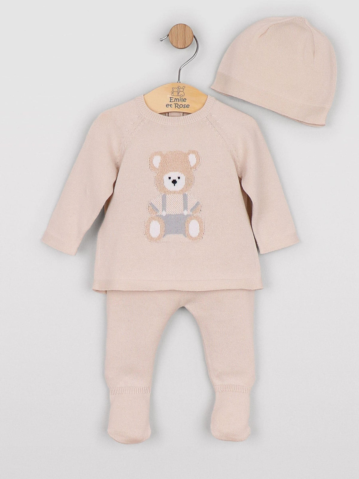 Dsiney Kidz - Emile Et Rose Blue Marco - Knitted Two-Piece With Teddy Motif, Foot-In Leggings & Hat image 3