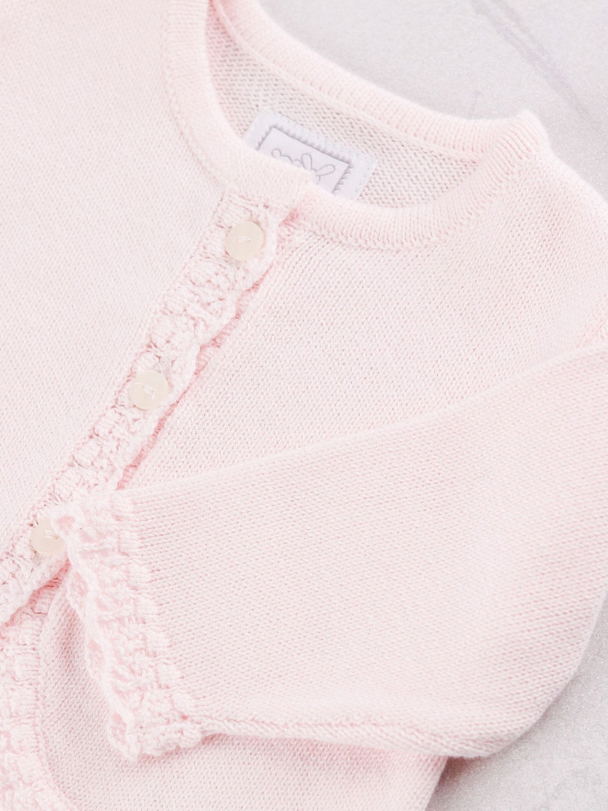 Dsiney Kidz - Emile Et Rose Pink Margot - Knitted Cardigan With Crocheted Lace Effect Hems image 4