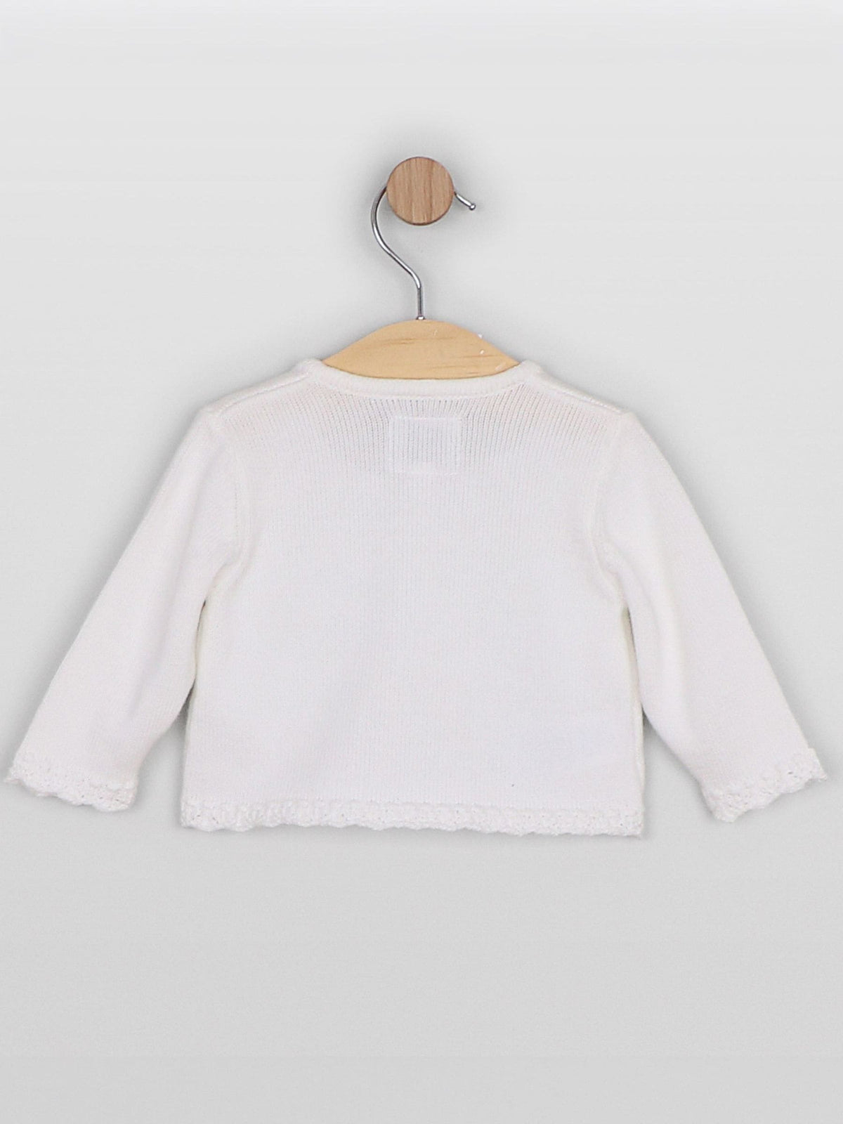 Dsiney Kidz - Emile Et Rose White Margot - Knitted Cardigan With Crocheted Lace Effect Hems image 3