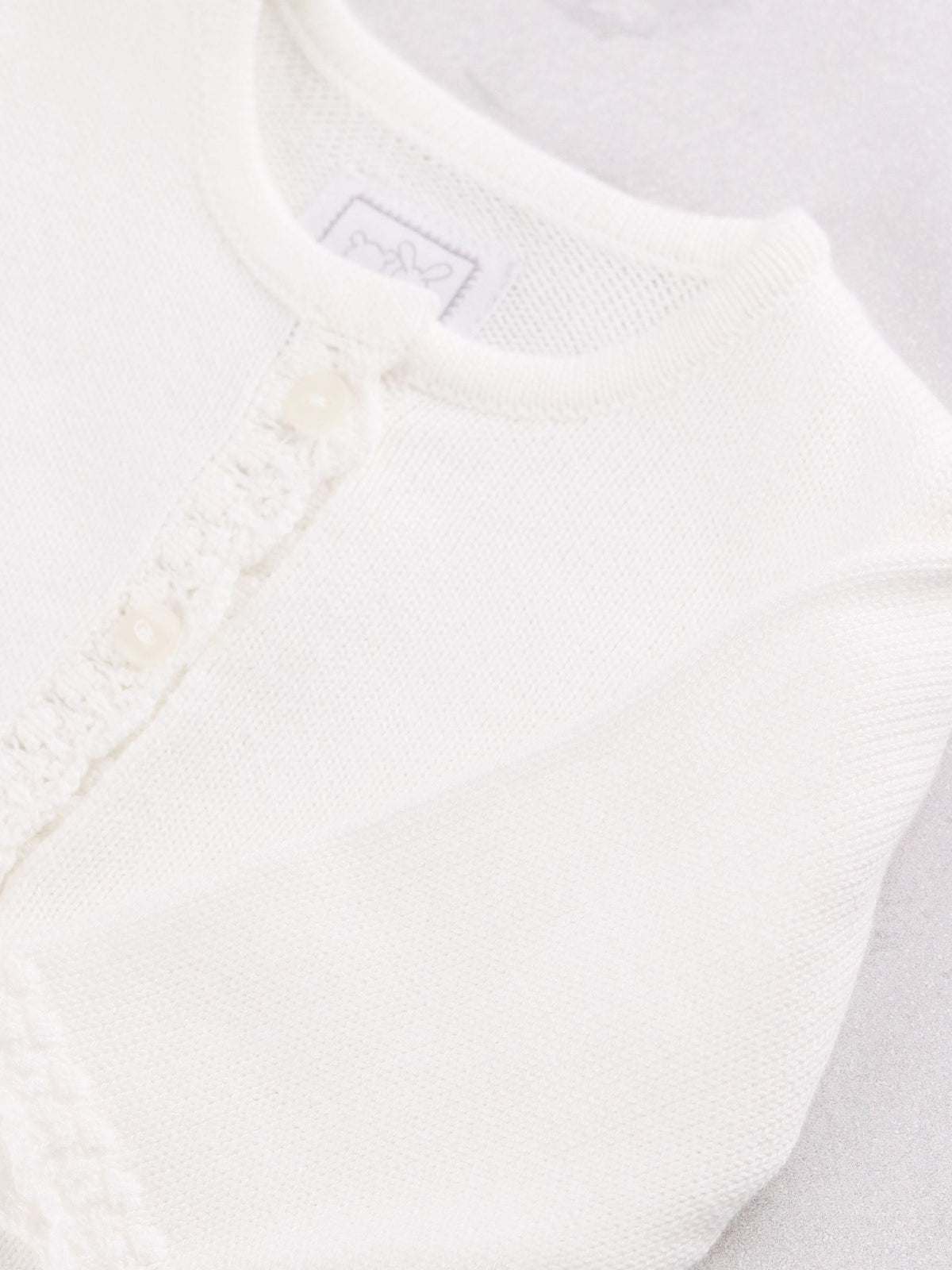 Dsiney Kidz - Emile Et Rose White Margot - Knitted Cardigan With Crocheted Lace Effect Hems image 4