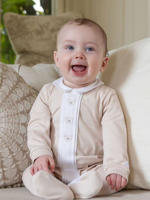 Dsiney Kidz - Emile Et Rose Natural Miles - All-In-One With Pleated Mock Front Opening & Bear Embroidery image 1