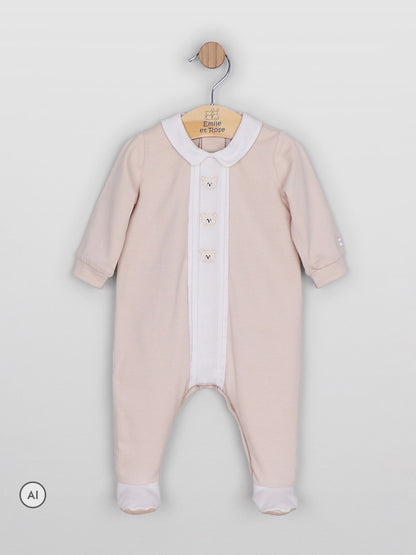 Dsiney Kidz - Emile Et Rose Natural Miles - All-In-One With Pleated Mock Front Opening & Bear Embroidery image 2