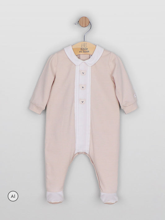 Dsiney Kidz - Emile Et Rose Natural Miles - All-In-One With Pleated Mock Front Opening & Bear Embroidery image 2