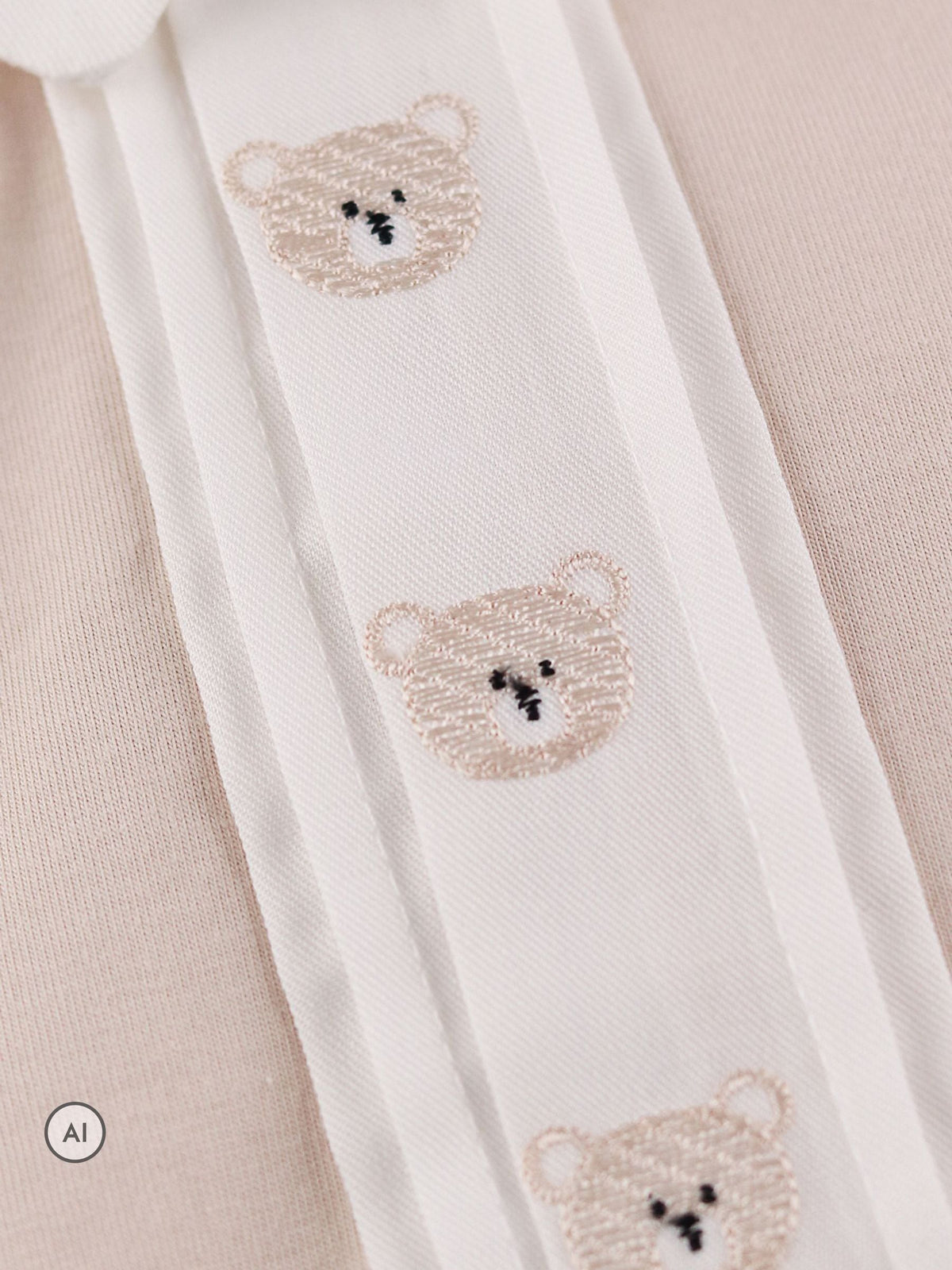 Dsiney Kidz - Emile Et Rose Natural Miles - All-In-One With Pleated Mock Front Opening & Bear Embroidery image 4