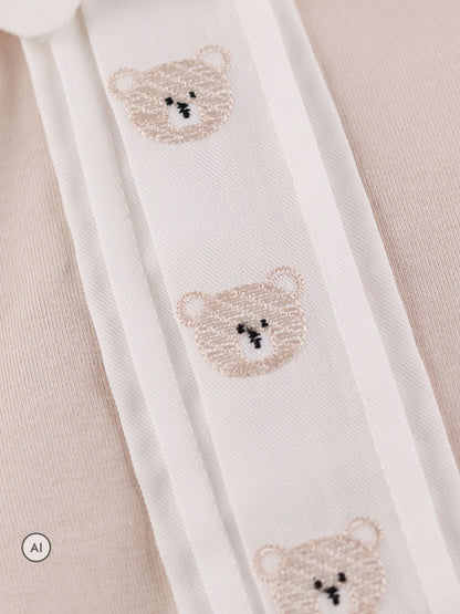 Dsiney Kidz - Emile Et Rose Natural Miles - All-In-One With Pleated Mock Front Opening & Bear Embroidery image 4