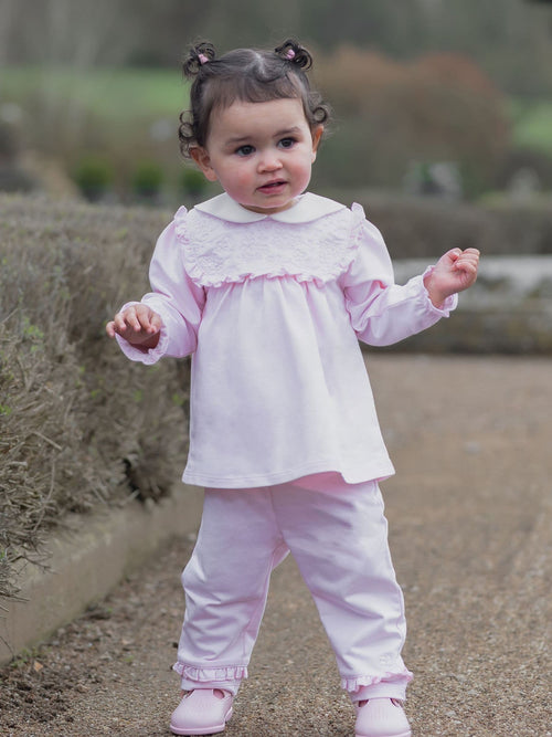 Dsiney Kidz - Emile Et Rose Pink Macey - Two-Piece Top & Trousers Set With Embroidered Inset Panel image 1
