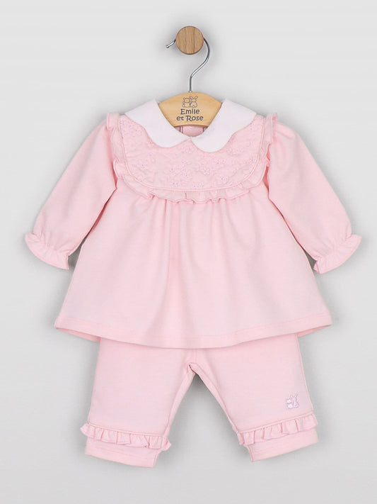Dsiney Kidz - Emile Et Rose Pink Macey - Two-Piece Top & Trousers Set With Embroidered Inset Panel image 2