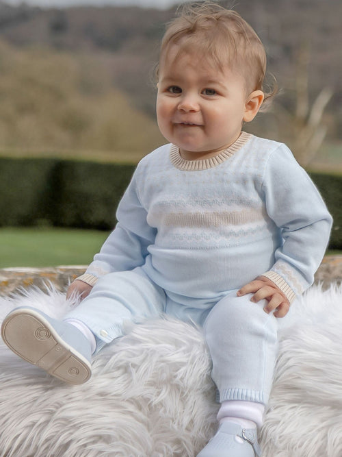 Dsiney Kidz - Emile Et Rose Blue Magnus - Knitted All-In-One With Fairisle Diamond Design image 1