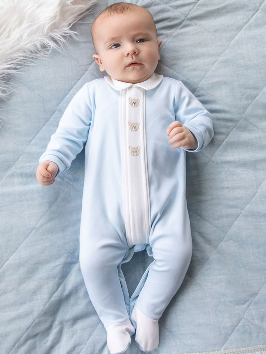 Dsiney Kidz - Emile Et Rose Blue Miles - All-In-One With Pleated Mock Front Opening & Bear Embroidery image 1