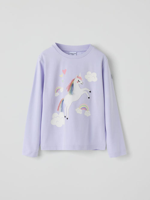 Dsiney Kidz - Polarn O. Pyret Purple Long Sleeve Unicorn Top image 1