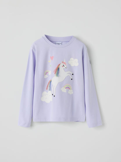 Dsiney Kidz - Polarn O. Pyret Purple Long Sleeve Unicorn Top image 1