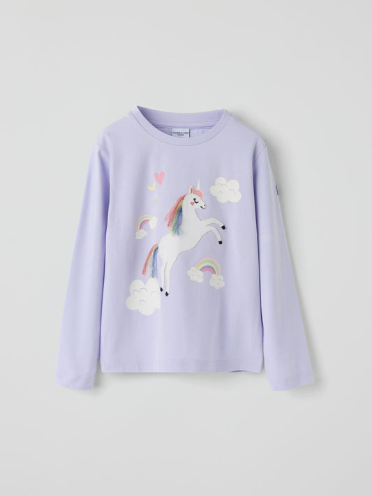 Dsiney Kidz - Polarn O. Pyret Purple Long Sleeve Unicorn Top image 1