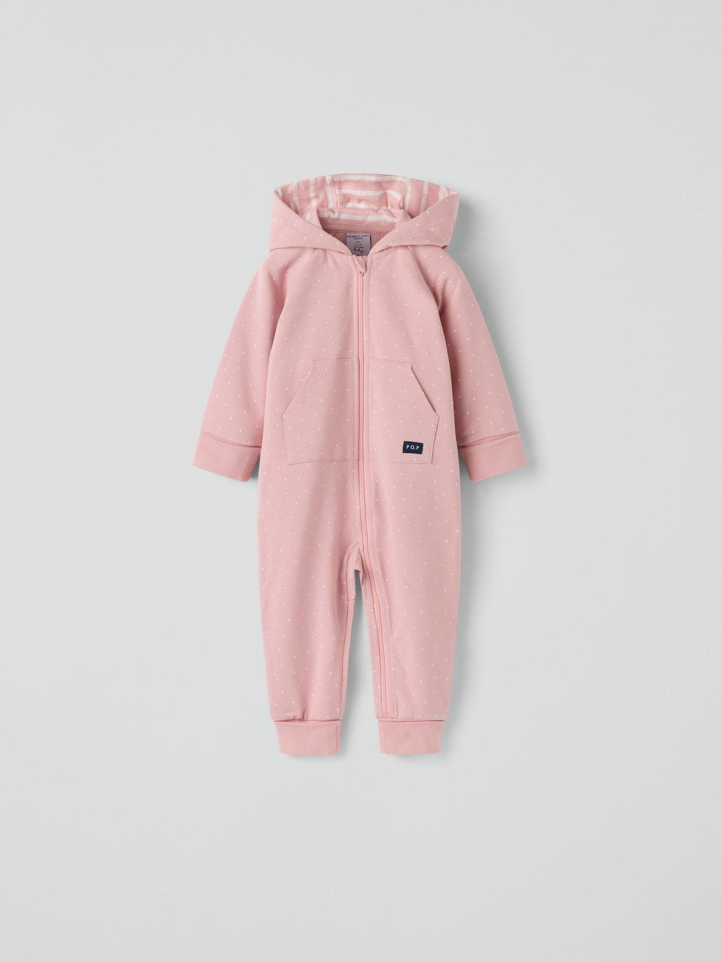 Polarn O. Pyret Pink Overall Spot Baby Pramsuit image 1