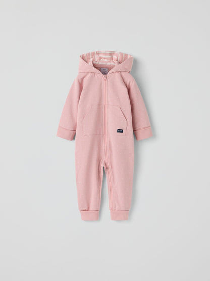 Polarn O. Pyret Pink Overall Spot Baby Pramsuit image 1