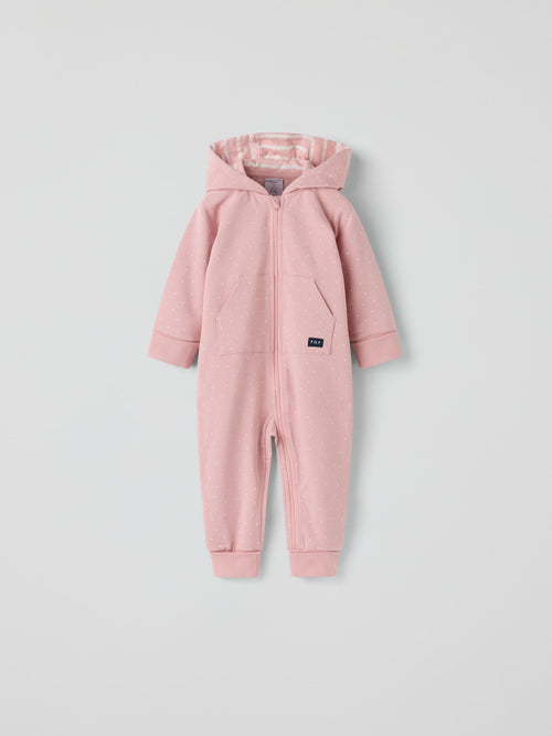 Polarn O. Pyret Pink Overall Spot Baby Pramsuit image 1
