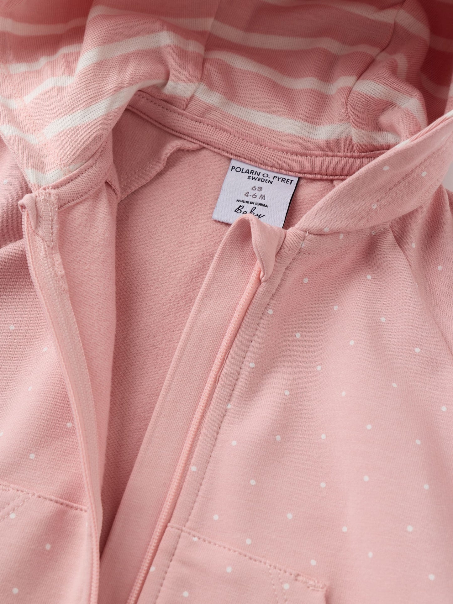 Polarn O. Pyret Pink Overall Spot Baby Pramsuit image 2