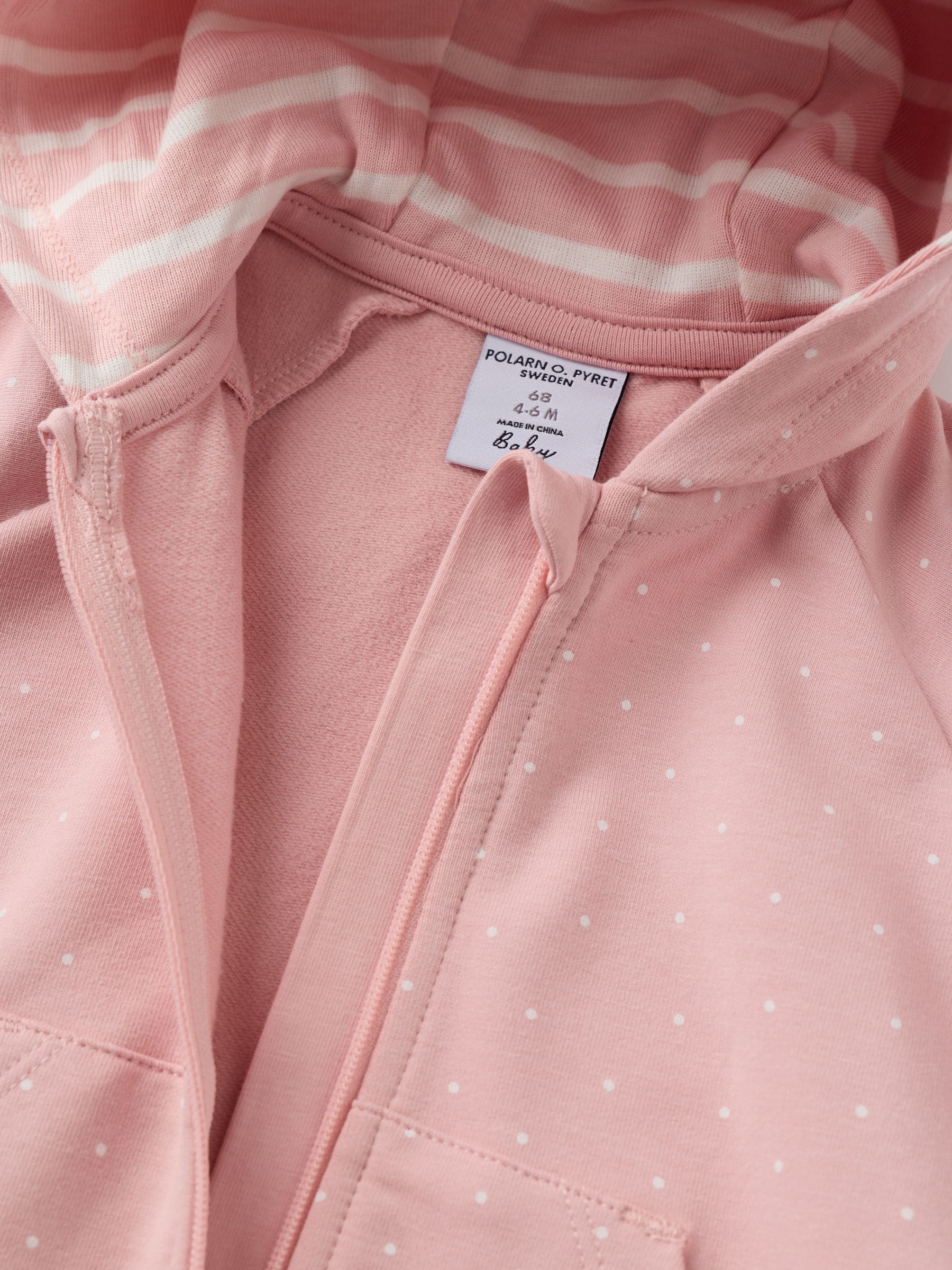 Polarn O. Pyret Pink Overall Spot Baby Pramsuit image 2