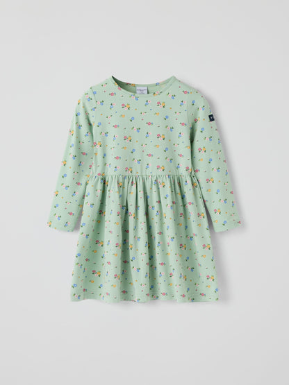 Dsiney Kidz - Polarn O. Pyret Green Long Sleeve Floral Dress image 1
