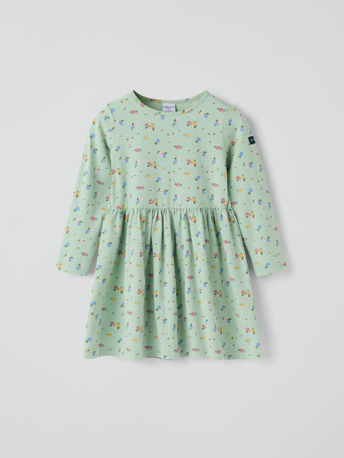Dsiney Kidz - Polarn O. Pyret Green Long Sleeve Floral Dress image 1