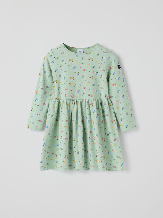 Dsiney Kidz - Polarn O. Pyret Green Long Sleeve Floral Dress image 1