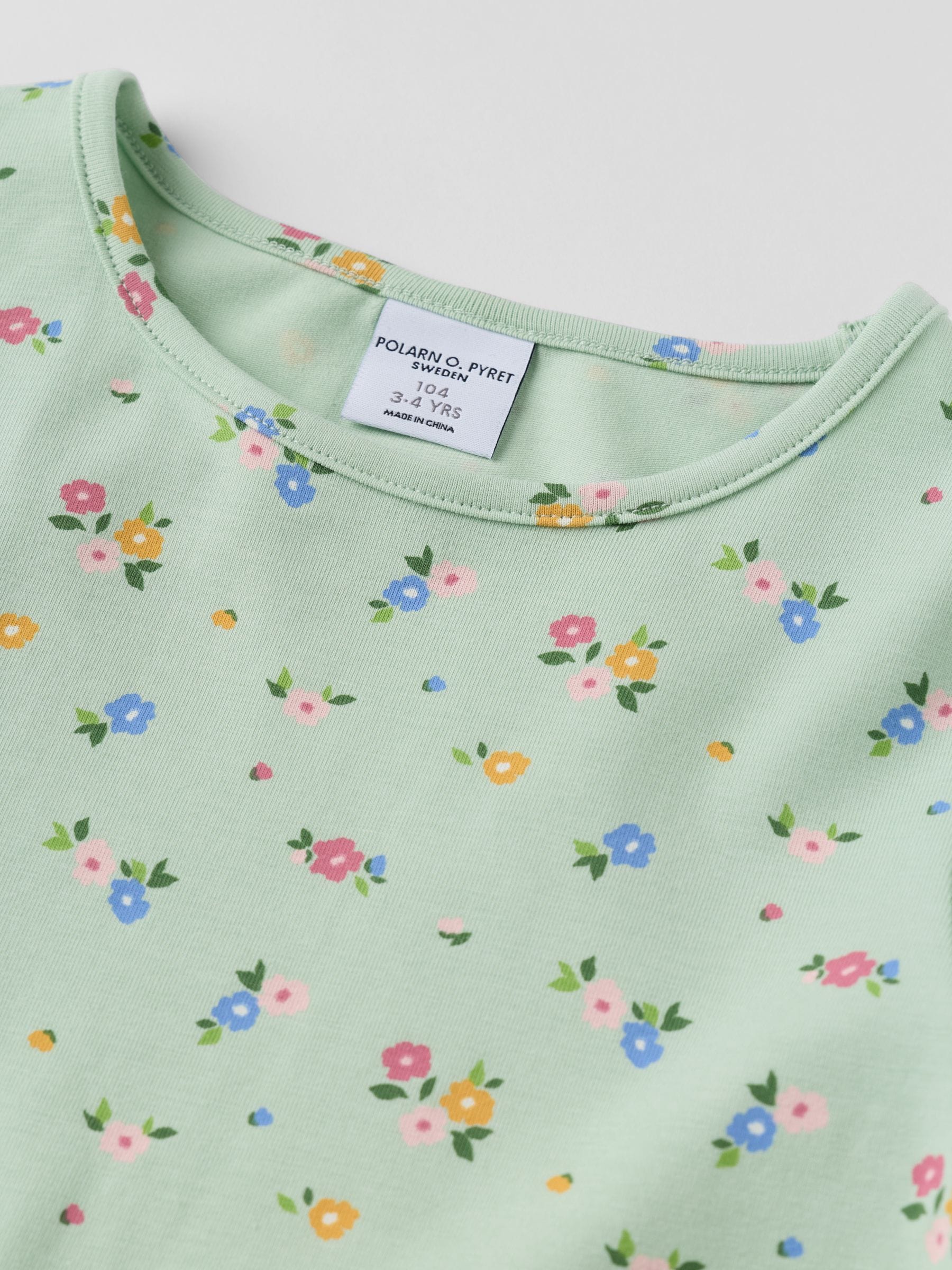 Dsiney Kidz - Polarn O. Pyret Green Long Sleeve Floral Dress image 2