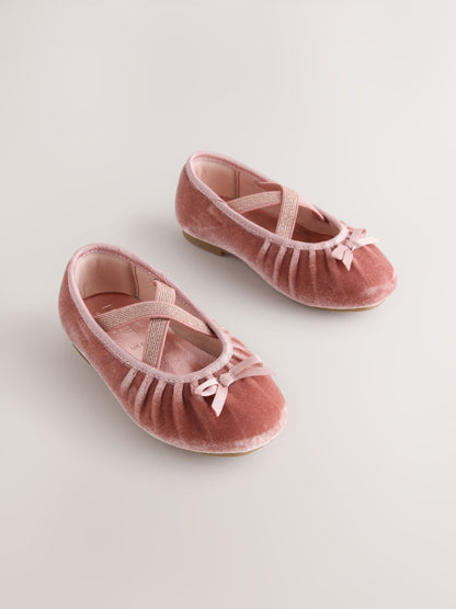 Blush Pink Velvet Ruched Ballet Shoes - image 1