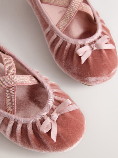 Blush Pink Velvet Ruched Ballet Shoes - image 3