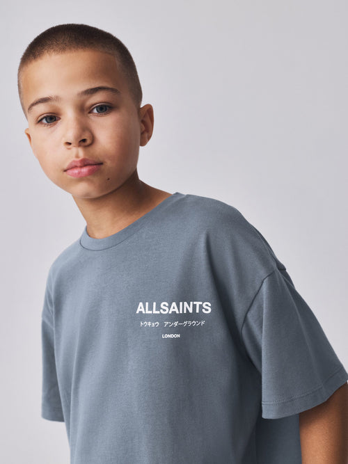 smALLSAINTS Charcoal Grey Oversized Underground Crew Cotton T-Shirt - image 1
