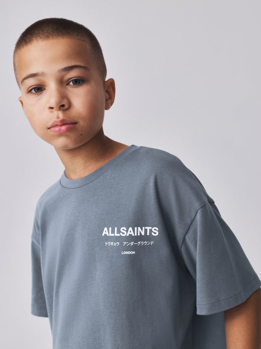 smALLSAINTS Charcoal Grey Oversized Underground Crew Cotton T-Shirt - image 1