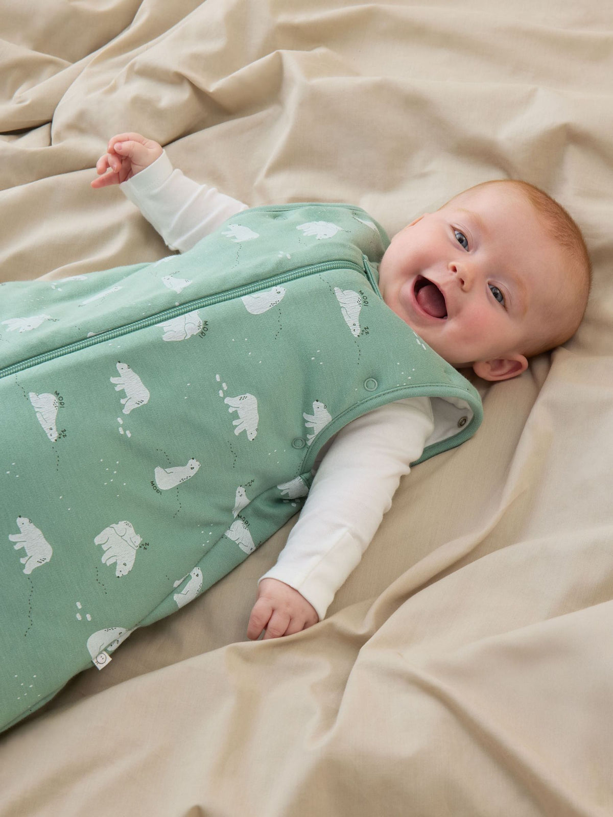 MORI Green Polar Bear Long Sleeve Front Opening Sleeping Bag 2.5 TOG - image 3