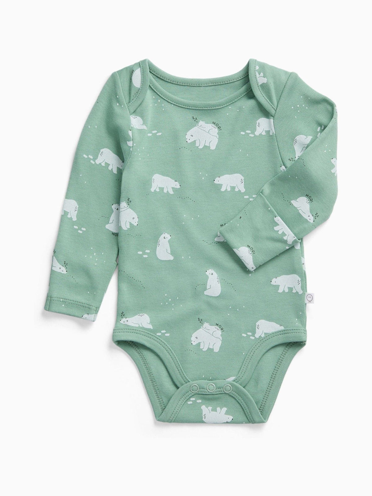 MORI Green Polar Bear Soft Cotton Long Sleeve Bodysuit - image 1
