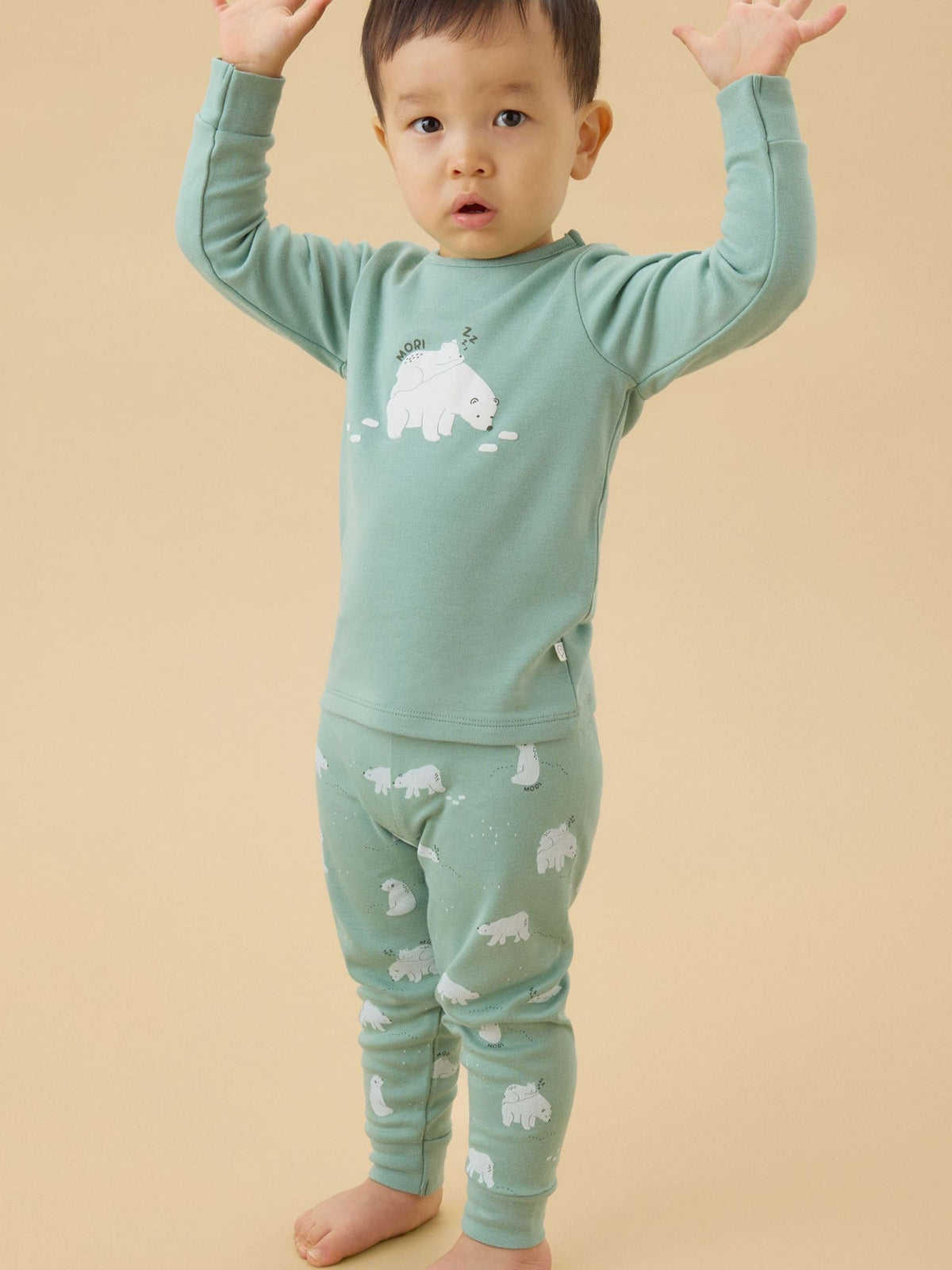 MORI Green Polar Bear Soft Cotton Pyjamas Set - image 1