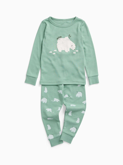 MORI Green Polar Bear Soft Cotton Pyjamas Set - image 2