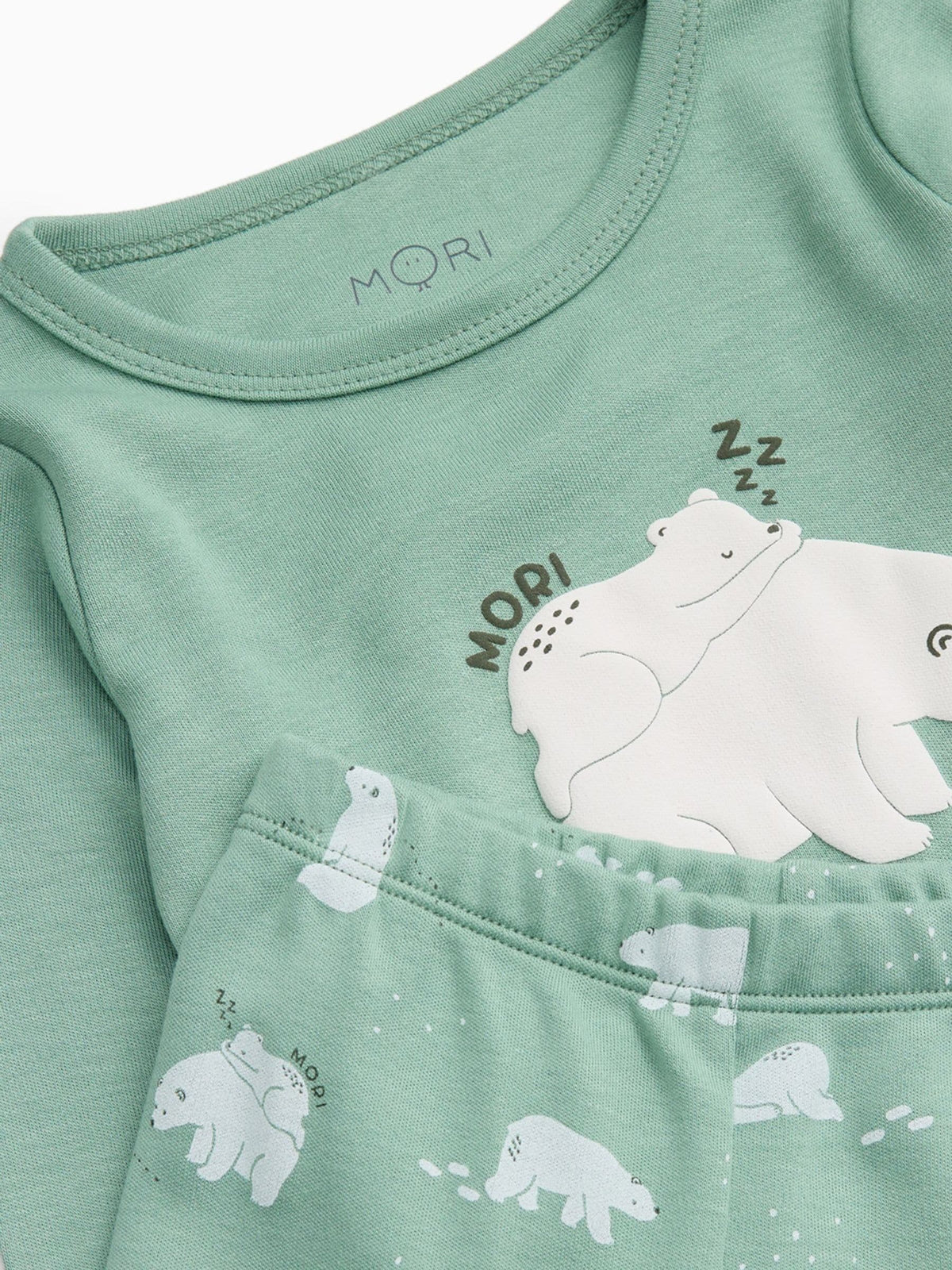 MORI Green Polar Bear Soft Cotton Pyjamas Set - image 3