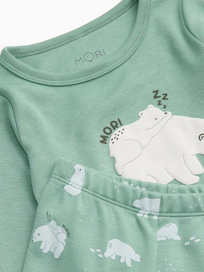 MORI Green Polar Bear Soft Cotton Pyjamas Set - image 3