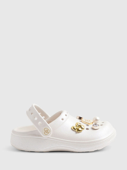River Island White Occasion Gem Clogs image 1