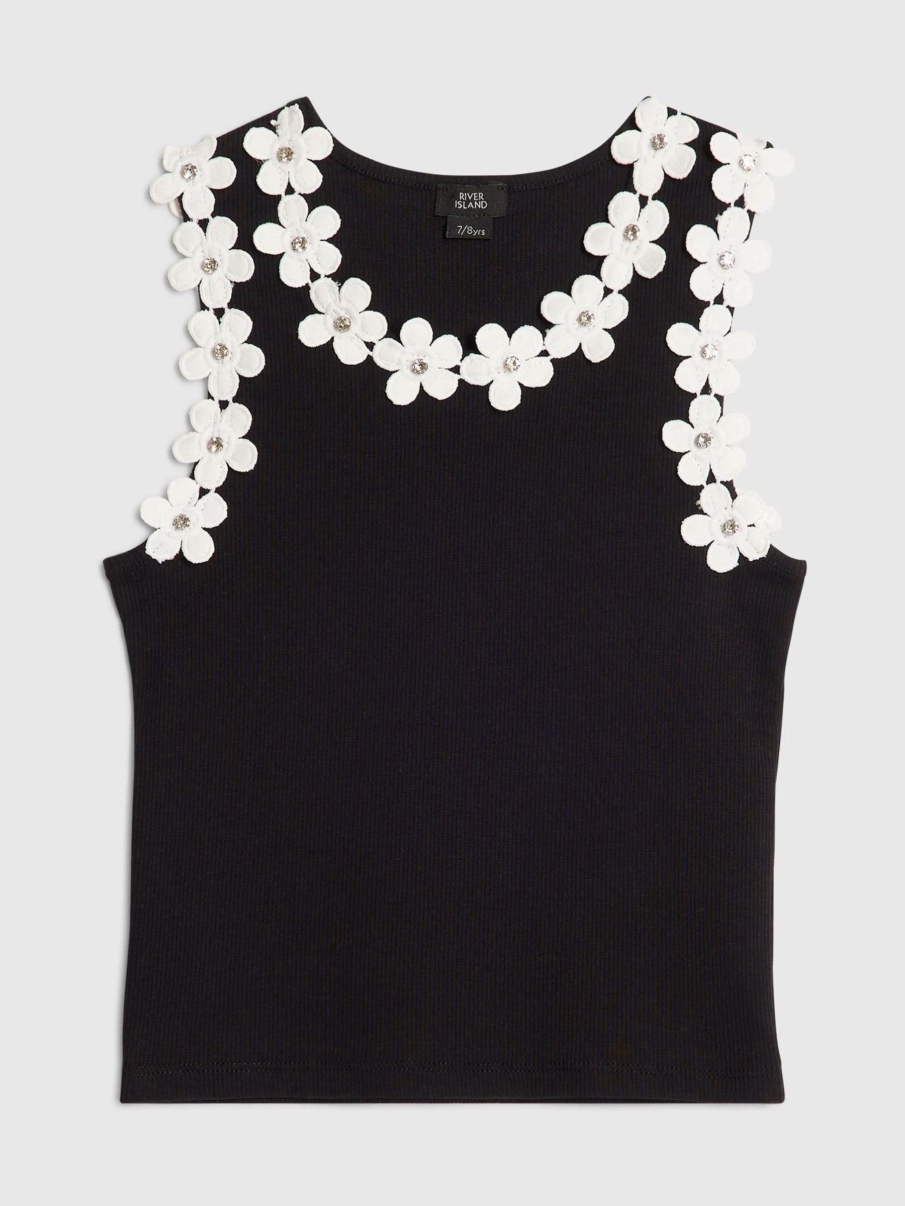 Dsiney Kidz - River Island White Flower Trim Tank Top image 1