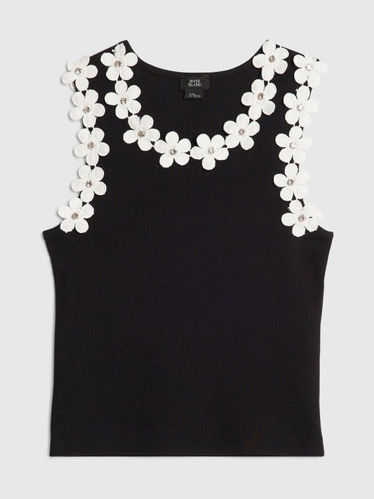 Dsiney Kidz - River Island White Flower Trim Tank Top image 1