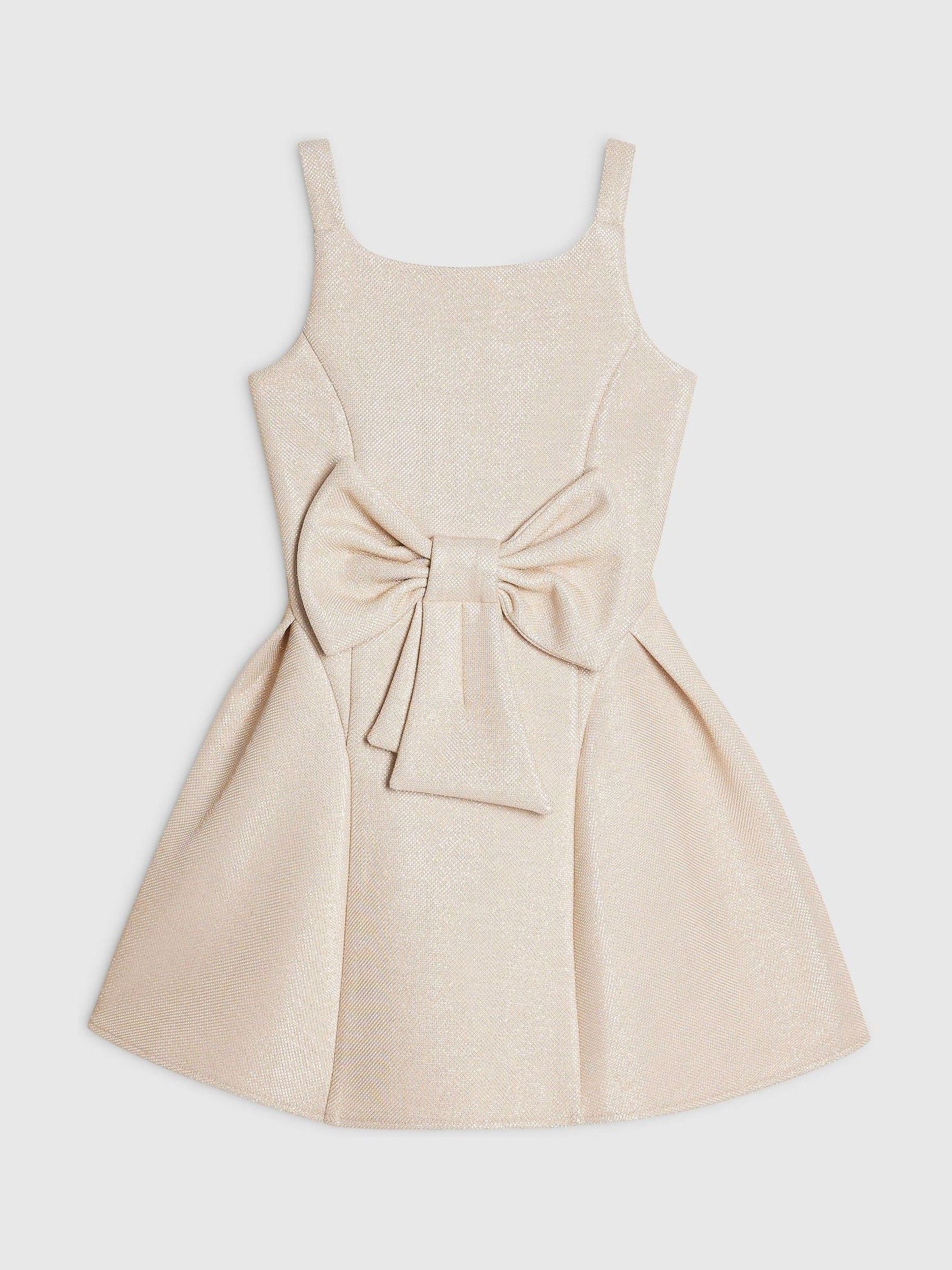 Dsiney Kidz - River Island Brown Glitter Bow Scuba Dress image 2