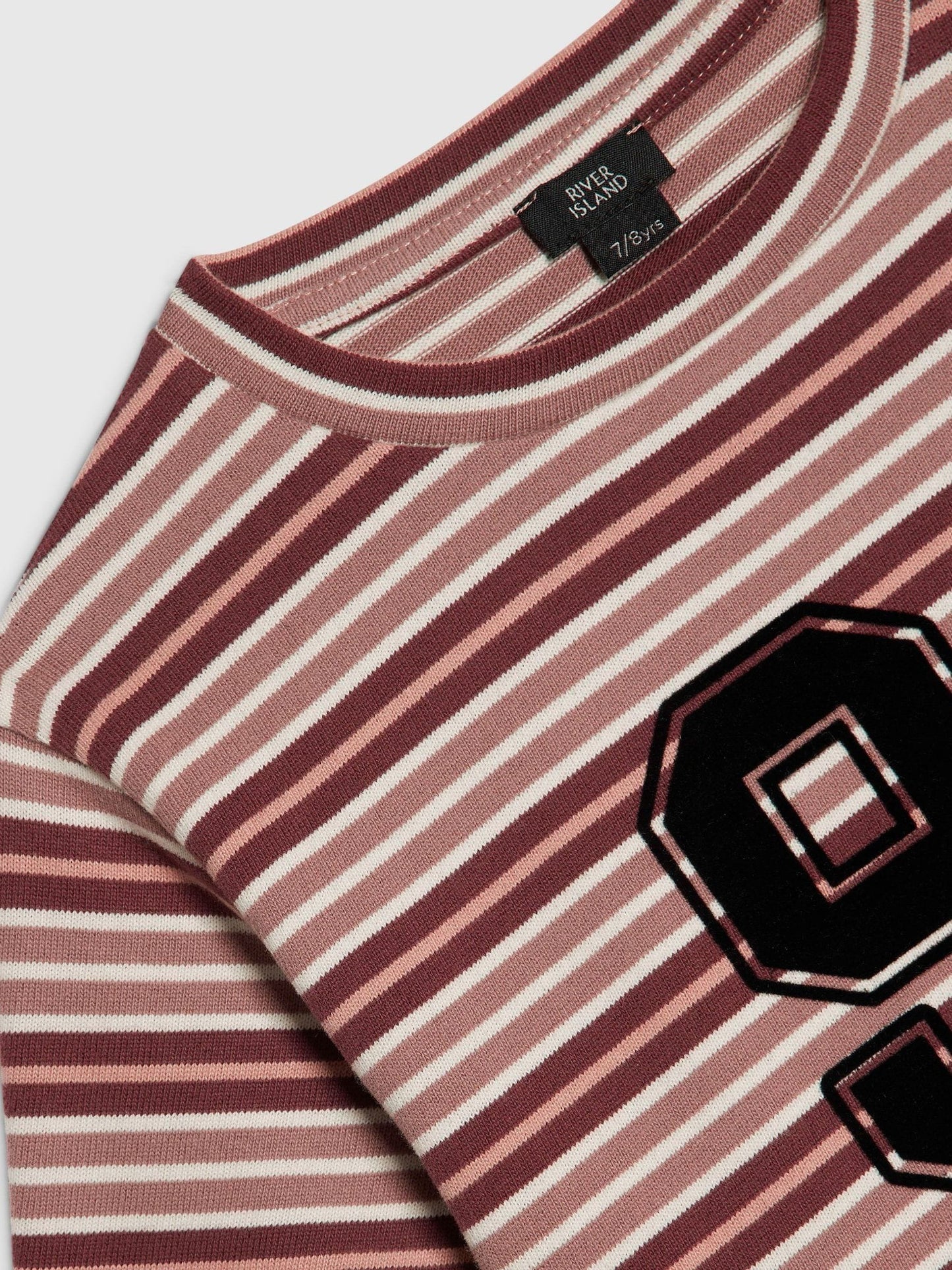 Dsiney Kidz - River Island Pink Stripe Number Boxy Fit Crop T-Shirt image 3